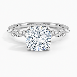 BOJ Ring 0108 <b>Cushion</b> Cut 925 Silver <b>Leaves</b> and Buds Setting Solitaire Diamond Ring 2ct D Color VVS1 Moissanite GRA Certified - Product Image 1