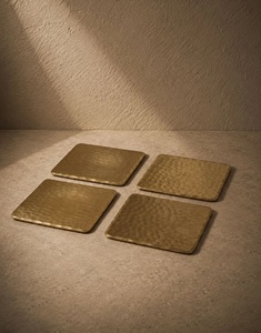 Luxury Round Brass <b>Coaster</b> Set Handcrafted Solid Brass <b>Drink</b> <b>Coasters</b> Heat Resistant Table Protector Premium Home Bar Decor - Product Image 6