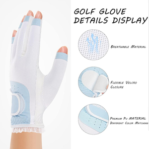ถุงมือกีฬากันลื่นครึ่งนิ้ว สีฟ้าอ่อน สีขาว โพลีเอสเตอร์ สำหรับทุกเพศ สำหรับปั่นจักรยาน - Product Image 4