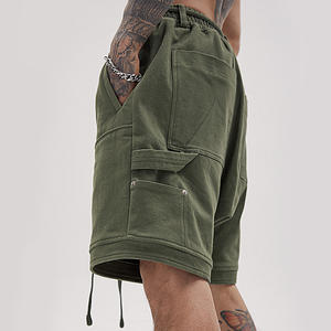 Shorts de sport décontractés pour hommes, respirants, 100% coton, avec logo personnalisé, style streetwear, cargo, taille élastique, pour la course à pied et le basketball - Product Image 4