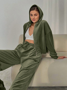 Custom Women's Clothing Heavy Weight Zip up Sweatsuits Tracksuit Latest Design Baggy Two Piece Zip up Hoodie and <b>Sweatpants</b> <b>Set</b> - Product Image 4