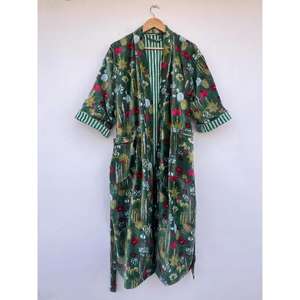 Robe longue en velours imprimé style bohème, kimono en velours floral, veste kimono pour femme, cadeau bohème pour elle, robe longue, kimono long - Product Image 5