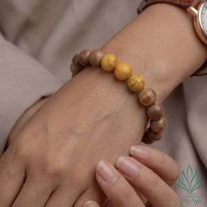 Joyería de Agarwood de Lujo, Pulsera de Cuentas Vietnamitas Naturales Hecha a Mano, Coral Amarillo SV-0021-12, Regalo de Estilo Clásico - Product Image 5