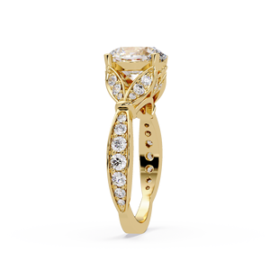 แหวนหมั้นเพชรทรงรีเพาะเลี้ยงในห้องปฏิบัติการ ทองคำแท้ 14K รับรองโดย IGI น้ำหนักเพชรรวม 2.50 กะรัต แหวนสั่งทำสำหรับผู้หญิง - Product Image 3