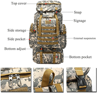 Sac à dos tactique de camping 70L pour homme, idéal pour l'alpinisme, les voyages, les sports de plein air et la chasse – Grand sac à bandoulière, vente en gros
