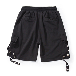 Men's Cotton Fleece Cargo Shorts Streetwear Metal Eyelet Strap Drawstring <b>Elastic</b> Waist Multi-Pocket Wholesale OEM Custom - Product Image 2