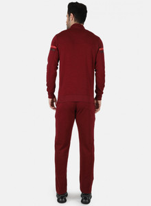 Ensemble de survêtement pour homme en polyester rouge, fermeture éclair intégrale, col montant, décontracté, avec poches latérales, coupe classique, pour l'hiver - Product Image 3