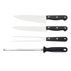 Juego de Cuchillos de Cocina de Acero Inoxidable con Mangos Ergonómicos Negros, Soporte de Almacenamiento de Madera y Varilla de Afilado para Preparación de Alimentos - Product Image 5