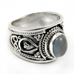 Bague vintage en chalcédoine naturelle, en argent sterling 925 massif, bijoux bohèmes pour homme, au prix le plus bas - Product Image 1