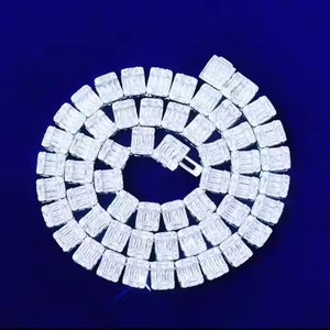 Nueva Cadena Cubana de Plata de Ley 925/Oro Blanco con Diamantes Iced Bling Star D VVS, Estilo Hip Hop de Lujo para Hombre y Mujer - Product Image 5