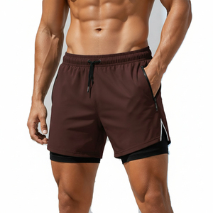 Shorts légers pour homme, avec poche zippée, pour course à pied et fitness, shorts personnalisés pour homme - Product Image 1