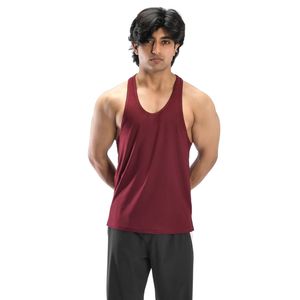 Camiseta Deportiva sin Mangas para Hombre, Color Borgoña, Estilo Racerback, Ligera, Informal, para Entrenamiento, Running, Gimnasio, Deporte, Ajustada - Product Image 1