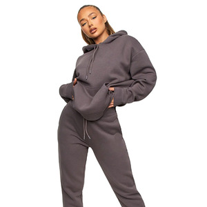 Nueva Colección de Ropa Deportiva de Invierno para Mujer, Sudaderas con Capucha y Bolsillo Grande, Sudadera Corta Personalizada de Talla Grande - Product Image 6