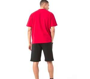 <b>Red</b> Men's O Neck Short Sleeve Knitted Casual T Shirt Solid Color 100% Cotton Front Printed Jersey Fabric Plus Size - Product Image 3