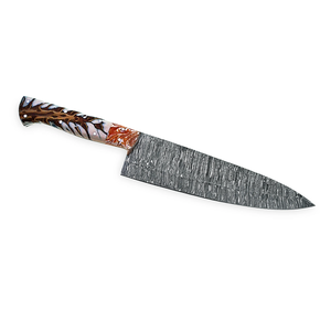 Couteau de Chef Professionnel en Acier Damas Forgé à la Main avec Motif Torsadé, Manche en Résine Premium, Vente en Gros Direct Usine - Product Image 3
