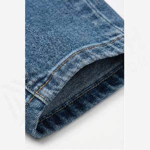 Jean en denim déchiré coupe droite pour homme, taille haute, coupe slim, en coton, délavé, style décontracté, idéal pour le printemps - Product Image 6