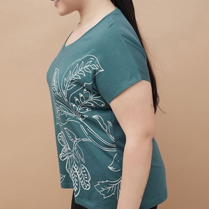 Innovative Cotton Super Soft Customized Printed Woven Fabrics Casual Plus Size short sleeve Women's <b>T</b>-<b>Shirt</b> Manufacture in BD - Product Image 3