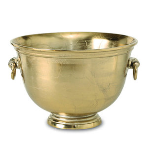 Antique Brass Wine Ice Tub 5 Litre Round Champagne <b>Cooler</b> Bowl with Ring Handles for Bar Party <b>Table</b> Centerpiece - Product Image 1