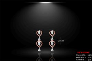 Elegante conjunto de joyería fina para mujer con collar de diamantes naturales de 14 quilates y aretes, color GH, corte brillante redondo, 1.65 ct, claridad VS SI. - Product Image 4