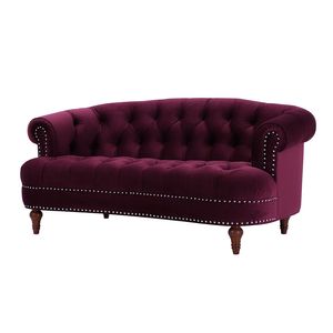 La Rosa Victorian Chesterfield velluto bordeaux divanante per soggiorno - Product Image 3