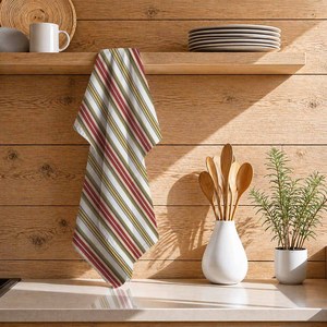 Grands torchons de cuisine super absorbants, magnifiques couleurs, design rayé, avec logo personnalisé au prix le plus bas - Product Image 1