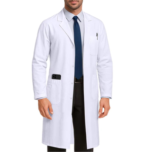 Blouse de laboratoire blanche à manches longues pour homme, col à revers cranté, boutonnée, uniforme médical pour infirmier et médecin - Product Image 1