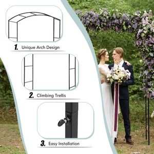 Arco da Giardino con Cancello, Supporto per Piante da Patio, Design Elegante di Recinzione e Traliccio - Product Image 3
