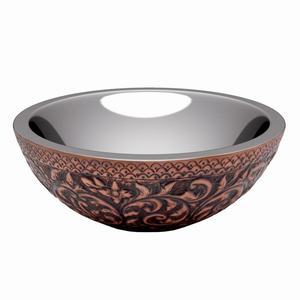 Vasque ronde en cuivre à poser sur table, à double paroi, gaufrée, accessoires de salle de bain - Product Image 6