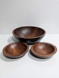 Vaisselle : Bol avec couvercle en bois, sûr pour les aliments, style vintage et antique, pratique, gravé, avec accessoires de service - Product Image 3