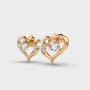 Pendientes de Diamantes Cultivados en Laboratorio con Certificación IGI, Diseño de Doble Corazón, Oro Amarillo/Blanco/Rosa de 14K, Pendientes Románticos de Diseño - Product Image 2