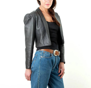 Chaqueta de Motociclista Corta de Piel de Cordero 100% Genuina para Mujer, Chaqueta de Cuero Ajustada para Moto - Product Image 1
