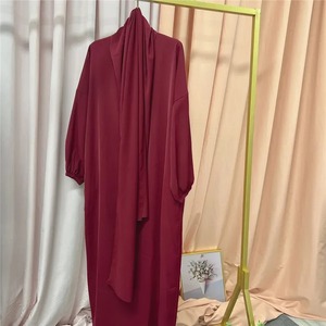 Robe de soirée droite longue en crêpe uni, manches longues, taille naturelle, ornée de cristaux, service OEM, teinte unie, idéale pour l'été - Product Image 4