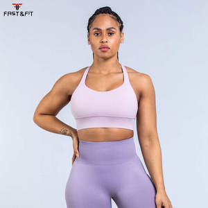Soutien-gorge de sport long pour femme, maintien élevé, effet push-up, pour le yoga - Grande taille, léger, respirant, logo frontal - Product Image 1