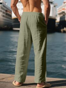 Men's Casual 100% Cotton Baggy Cargo Pant <b>Trousers</b> <b>Elastic</b> Mid <b>Waist</b> Plus Size with Multi-Pocket - Product Image 4