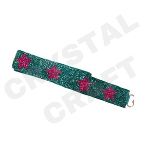 สายสะพายกระเป๋าถักลูกปัดปรับได้ รุ่นวินเทจ แฟชั่น ยี่ห้อ CRYSTAL CRAFT สำหรับ DEY  รักษ์โลก สีดำส้ม ลายนูน - Product Image 2
