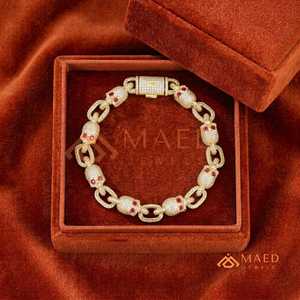 Bracelet en argent sterling 925 avec maillons en forme de crâne et moissanite, bijou de luxe tendance pour homme et femme - Product Image 4