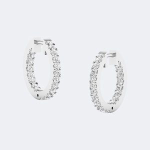 0.55 CTW Round Cut Pave Set <b>Large</b> <b>Hoop</b> Diamond Earrings - Product Image 2