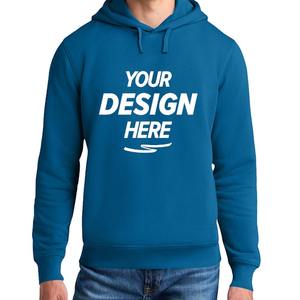 Custom Logo Teal Blue Hoodie <b>Men</b> High Quality Plain Cotton Fleece <b>Pullover</b> Streetwear Turquoise Blank Hooded Sweatshirt - Product Image 1