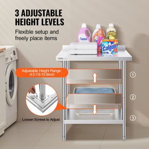 Tavolo da Lavoro in Acciaio Inox per Cucina Commerciale 24 X 30 X 36 Pollici, Robusto, per Preparazione Alimenti, Fabbricazione in Acciaio per Cucine Commerciali - Product Image 5