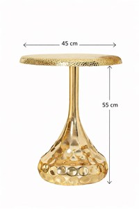 MODERN HAMMERED METAL <b>SIDE</b> <b>TABLE</b> BRUSHED <b>GOLD</b> ACCENT PEDESTAL <b>TABLE</b> FOR LIVING ROOM &HOME DECOR - Product Image 2