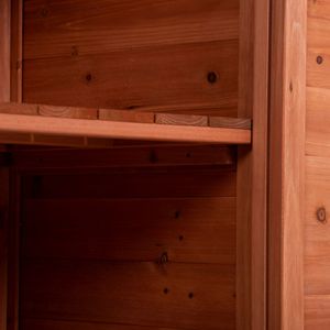 Mobile da Giardino Rustico in Legno da 39 Pollici con Armadietto Portaoggetti, Ripiani a 2 Livelli e Gancio Laterale, Tavolo da Lavoro per Esterni, Banco da Giardinaggio, Casetta da Giardino - Product Image 5