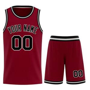 Custom Basketball Jersey And Shorts Set <b>Maroon</b> With Name Number Sublimated Print Breathable Polyester Unisex Adult Teamwear - Product Image 1