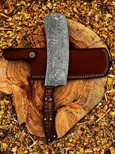 Top Damascus Cleaver Knife Handmade Chef Meat Knife Raindrop Pattern Steel Blade Walnut Wood Handle Kitchen Chopper Ambidextrous - Product Image 2