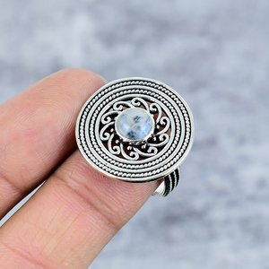 925 Sterling Silver Rainbow Moonstone Gemstone Bezel Handcrafted Vintage <b>Rings</b> For Everyday Wear - Product Image 3