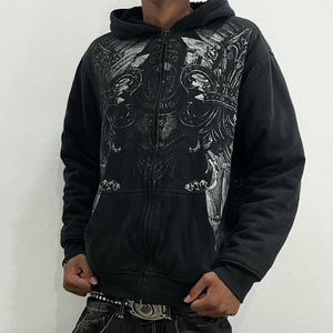 Sudadera con Capucha Personalizada para Hombre, Estilo Gótico Otoñal, Estampada, Holgada, Estilo Urbano, Vintage, Extra Grande, 100% Algodón Ecológico - Product Image 4