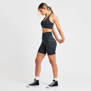 Soft Women's High-Waisted Shorts <b>Elastic</b> Waist Mid-Thigh Compression Yoga Seamless Shorts Print Logo Quick Dry Women - Product Image 5