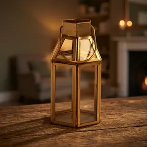 Artisan Design Brass/Glass <b>Lantern</b> Candle Holder Home Decoration Durable Metal Wedding <b>Mini</b> Decorative <b>Lantern</b> - Product Image 3