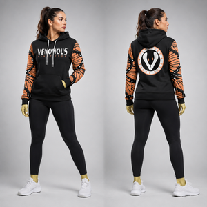 Sudadera con Capucha Venomous Fight Gear Butterfly, Unisex, Deportiva, con Estampado Negro y Naranja, Corte Regular, Forro Polar para Invierno, Personalizable - Product Image 1