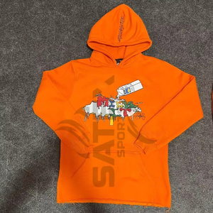 Nouveau design, sweat à capuche personnalisé délavé, impression sérigraphique, 100% coton, pull-over, coupe ample, effet vintage, pour hommes - Product Image 1