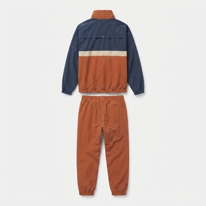 OEM Custom Retro Color Block Half Zip Nylon Windbreaker Set <b>Men</b> Pullover <b>Jacket</b> and <b>Track</b> Pants Tracksuit Manufacturer - Product Image 2